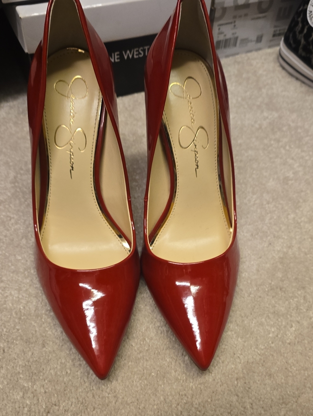 Jessica Simpson Red Patent Pointed Toe Pumps [8.5M]